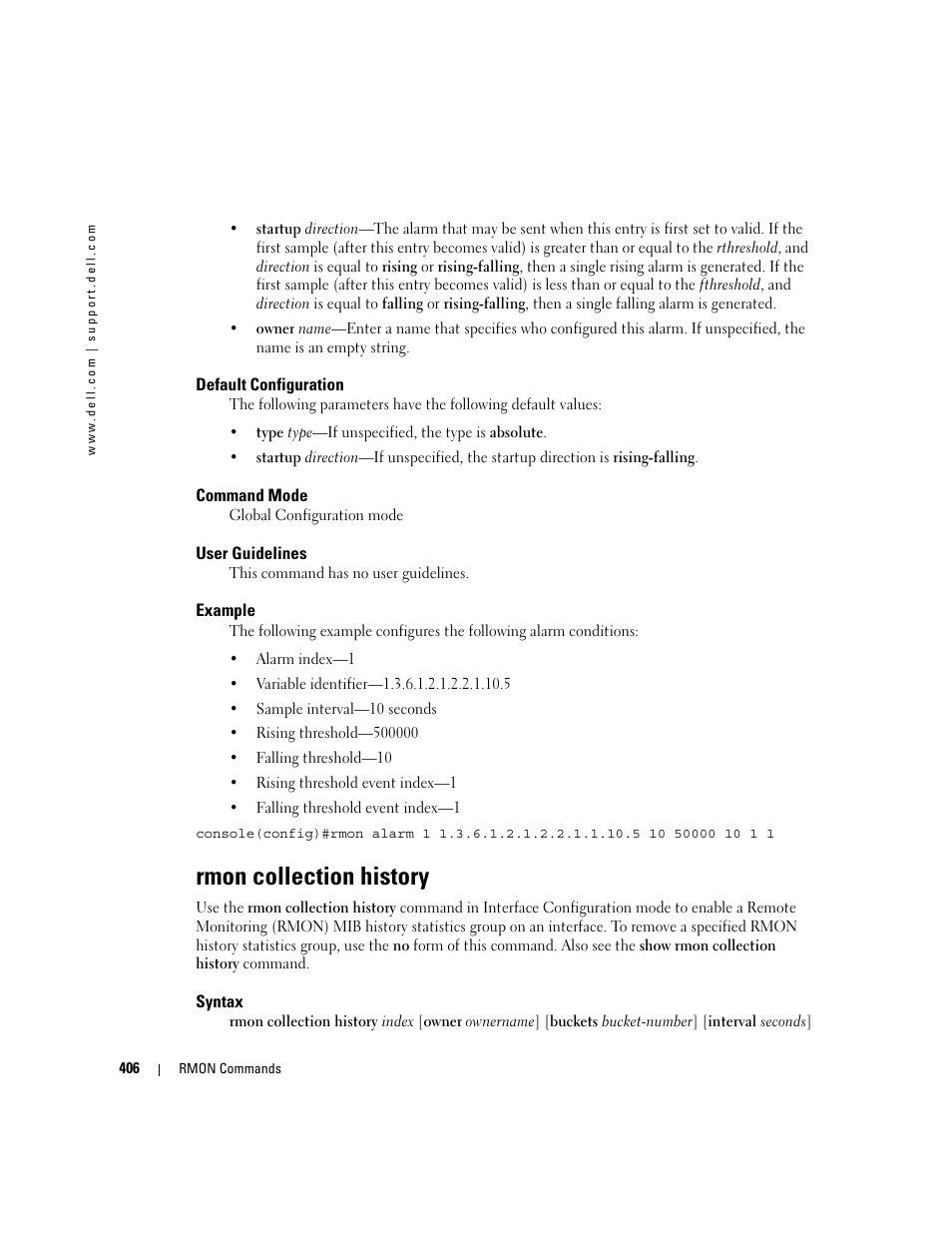 Rmon collection history | Dell PowerEdge M805 User Manual | Page 414 / 808