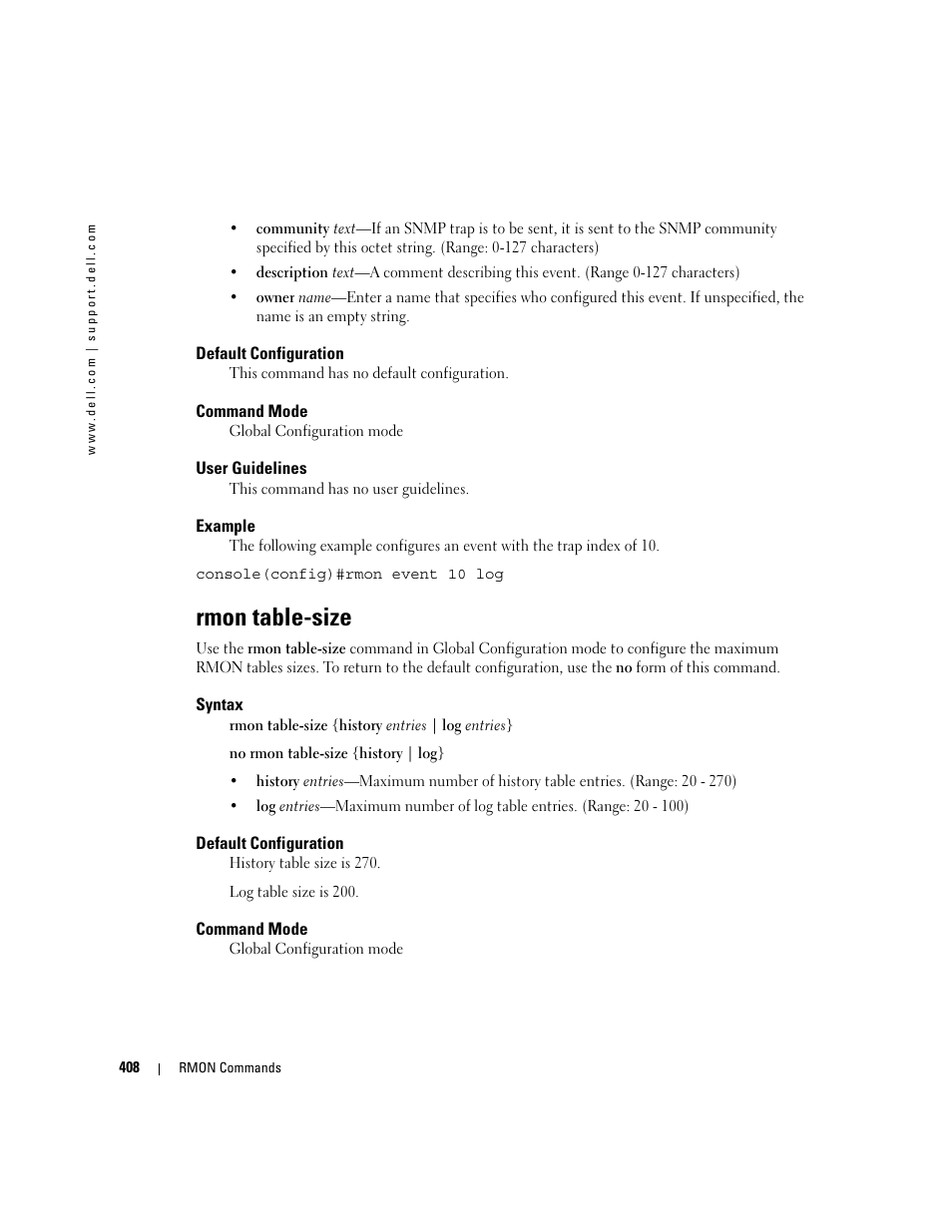 Rmon table-size | Dell PowerEdge M805 User Manual | Page 416 / 808