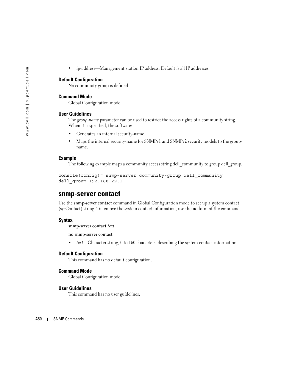 Snmp-server contact | Dell PowerEdge M805 User Manual | Page 438 / 808