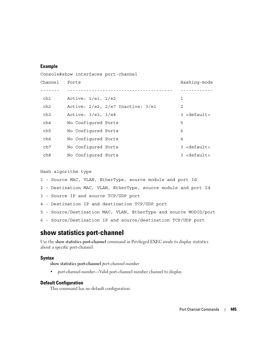 Show statistics port-channel | Dell PowerEdge M805 User Manual | Page 453 / 808