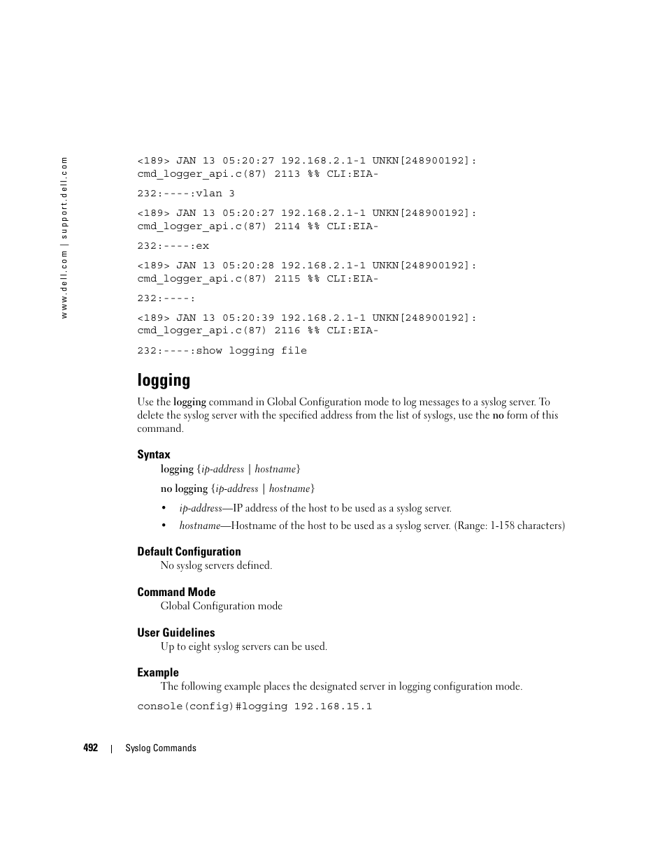 Logging | Dell PowerEdge M805 User Manual | Page 498 / 808