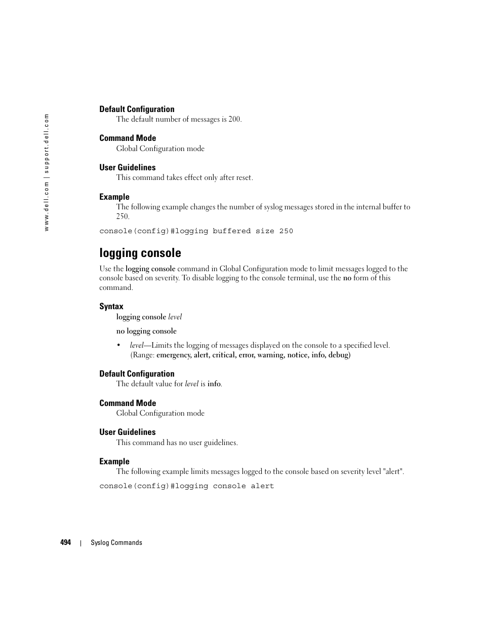 Logging console | Dell PowerEdge M805 User Manual | Page 500 / 808