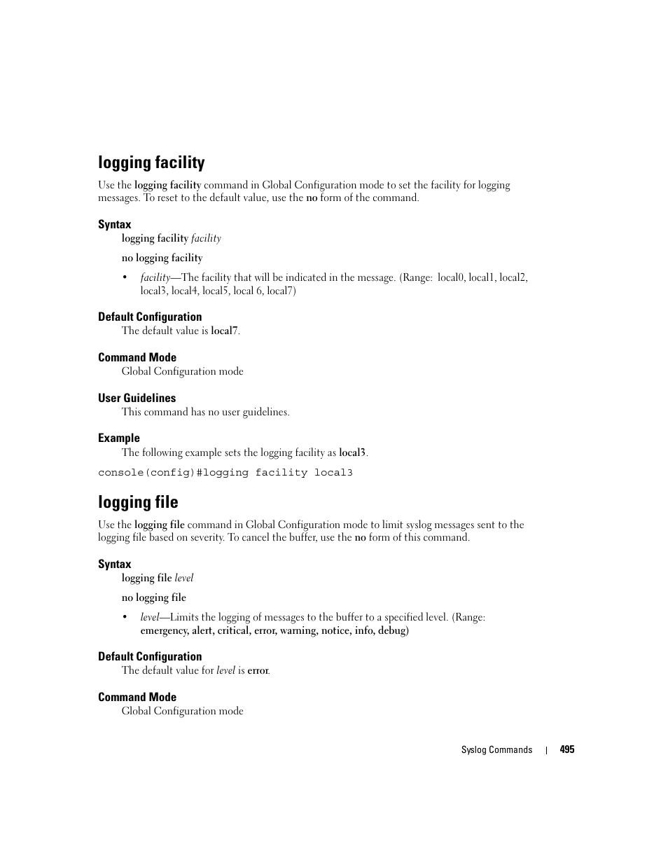 Logging facility, Logging file | Dell PowerEdge M805 User Manual | Page 501 / 808