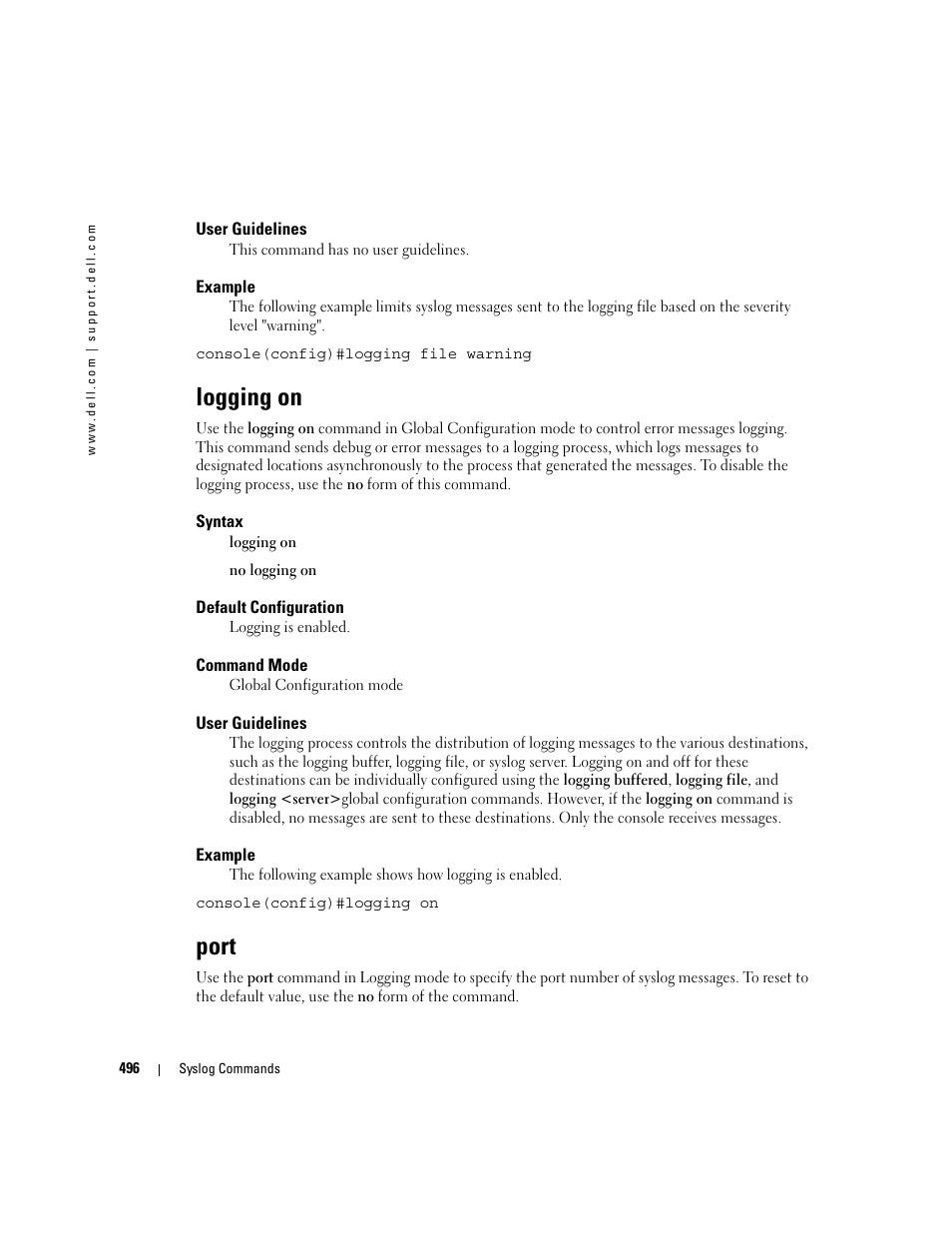 Logging on, Port | Dell PowerEdge M805 User Manual | Page 502 / 808