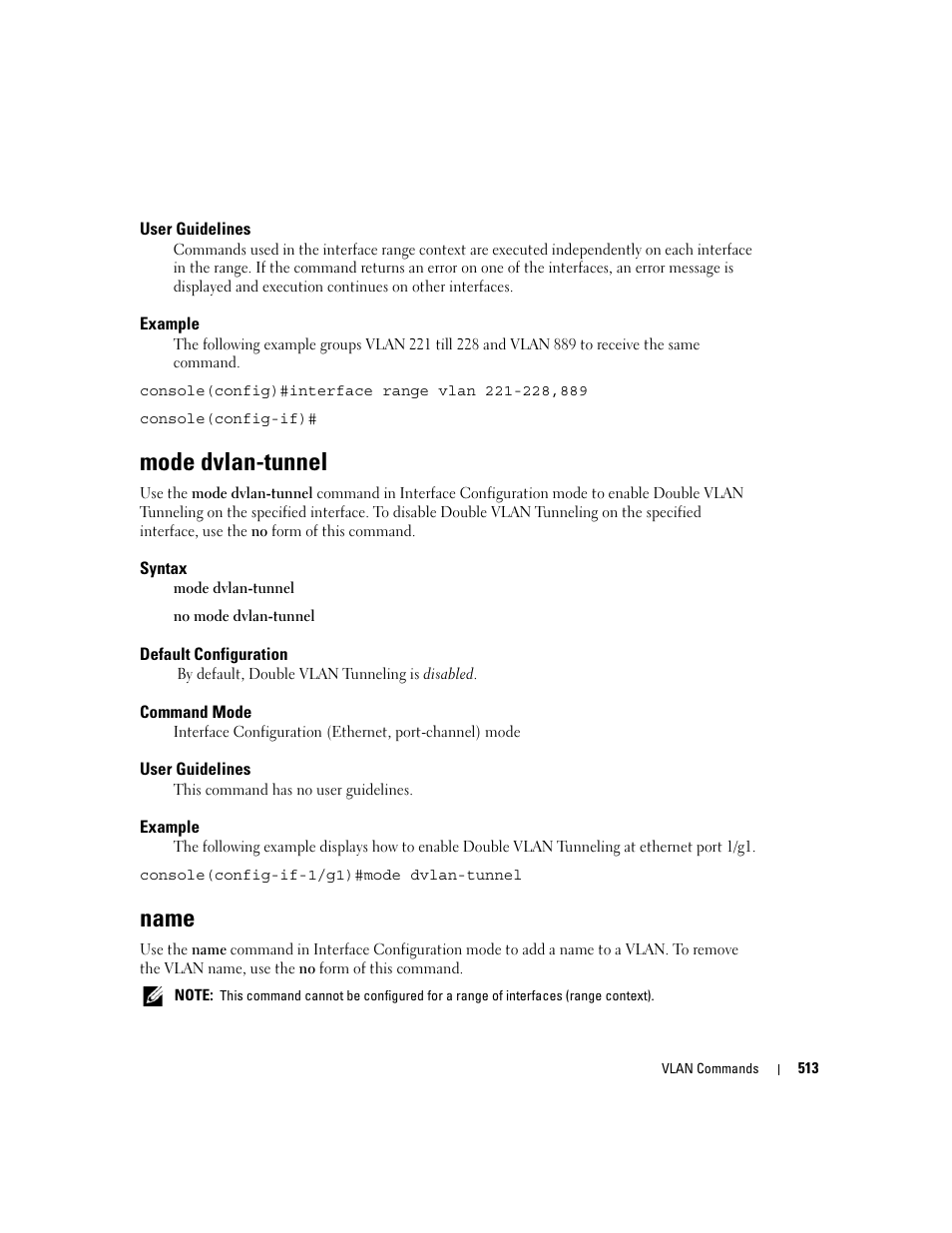 Mode dvlan-tunnel, Name | Dell PowerEdge M805 User Manual | Page 517 / 808
