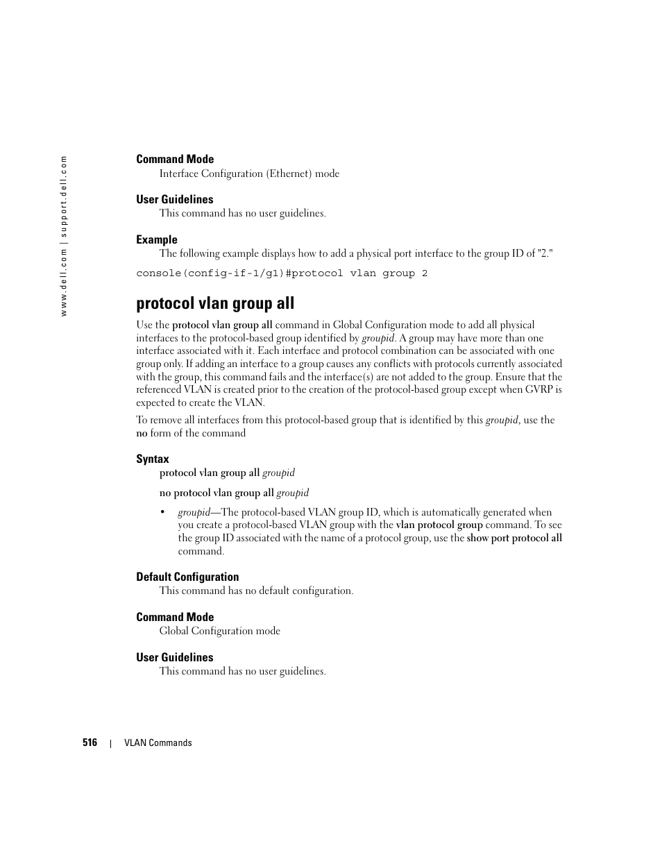 Protocol vlan group all | Dell PowerEdge M805 User Manual | Page 520 / 808
