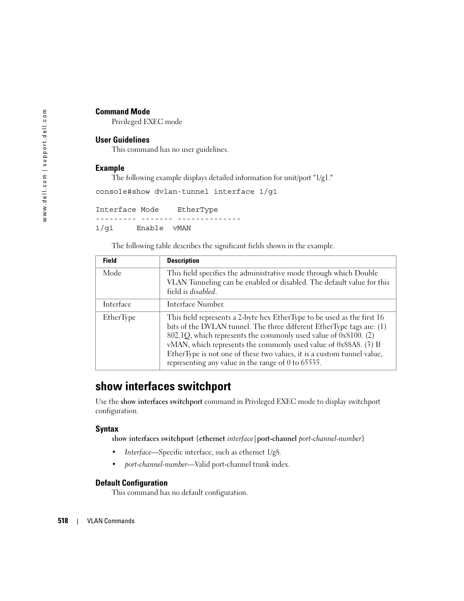 Show interfaces switchport | Dell PowerEdge M805 User Manual | Page 522 / 808