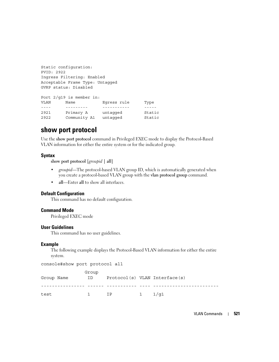 Show port protocol | Dell PowerEdge M805 User Manual | Page 525 / 808