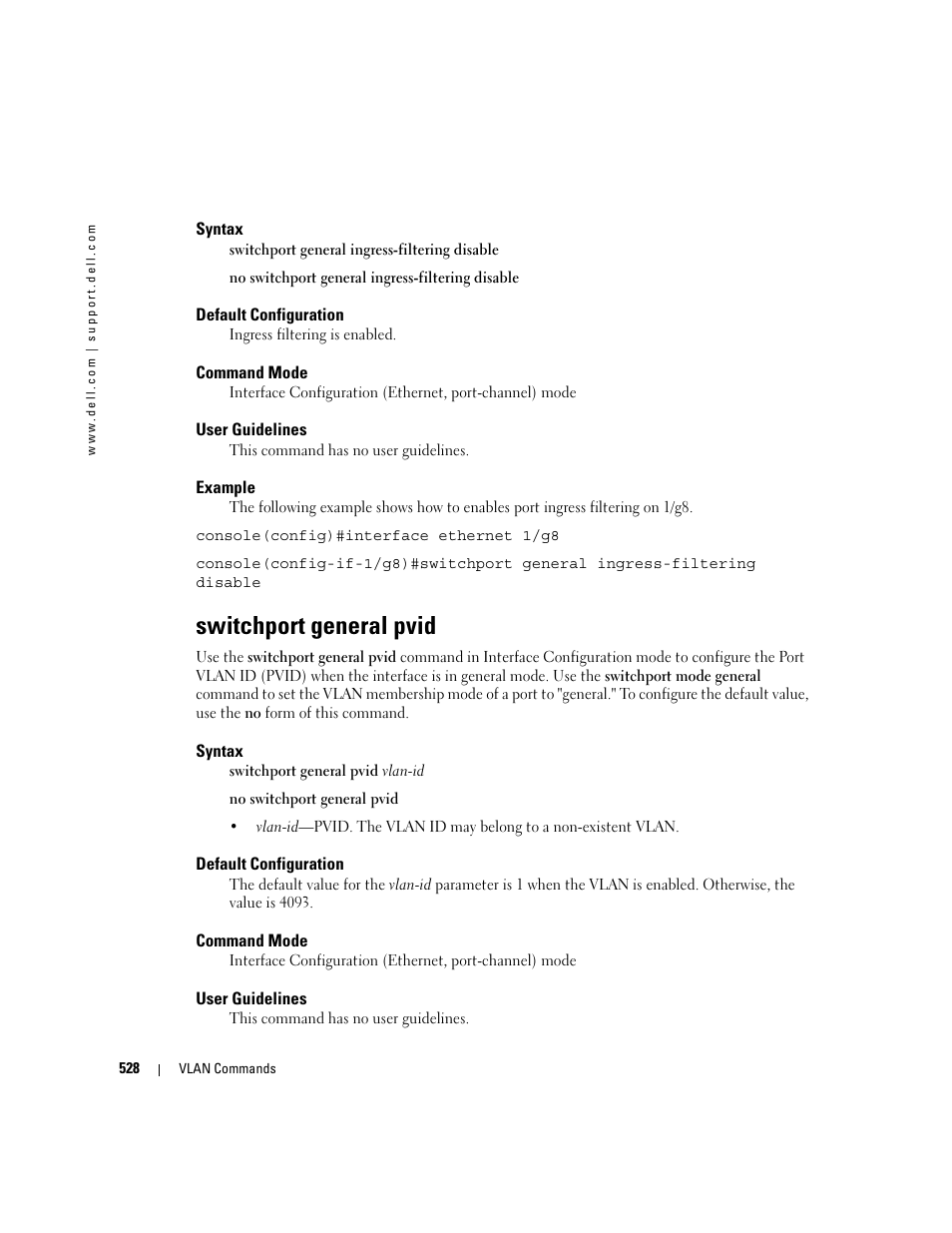 Switchport general pvid | Dell PowerEdge M805 User Manual | Page 532 / 808