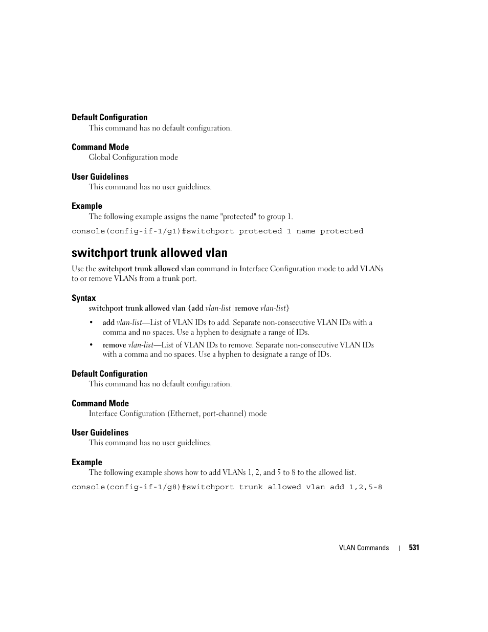 Switchport trunk allowed vlan | Dell PowerEdge M805 User Manual | Page 535 / 808