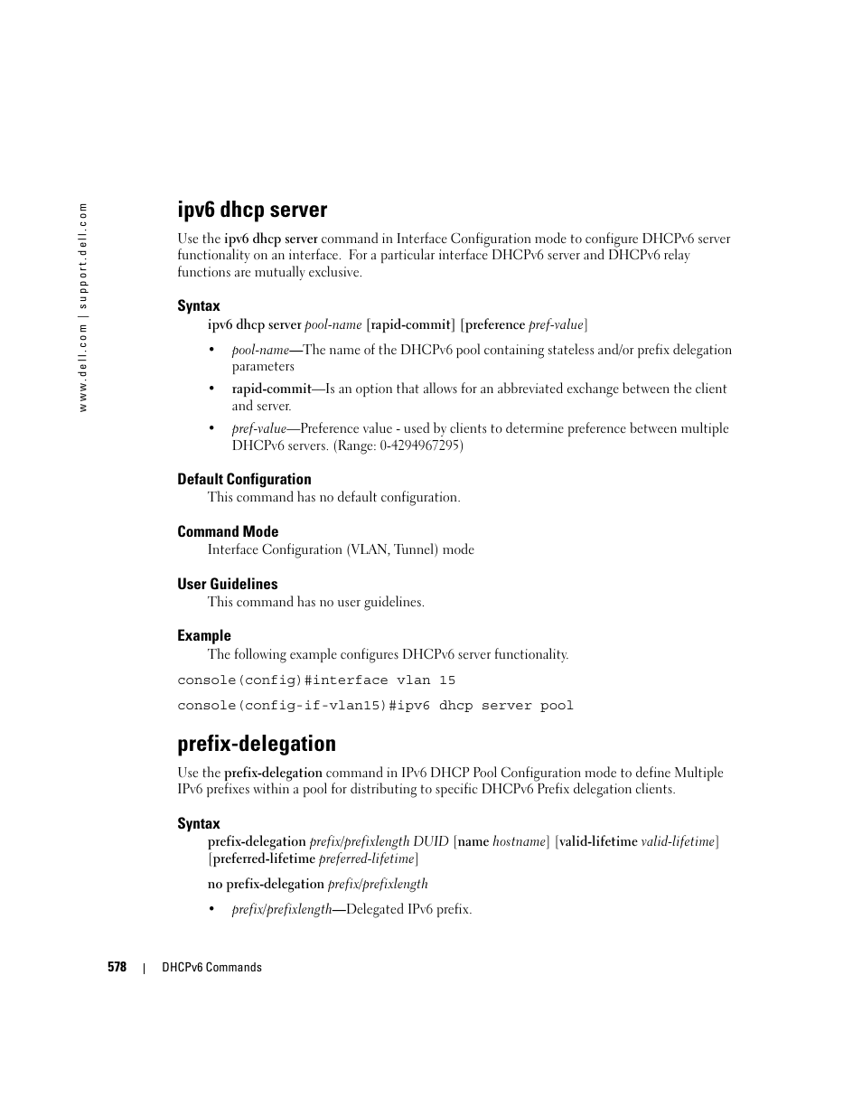 Ipv6 dhcp server, Prefix-delegation | Dell PowerEdge M805 User Manual | Page 578 / 808