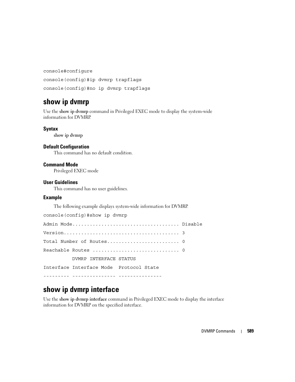 Show ip dvmrp, Show ip dvmrp interface | Dell PowerEdge M805 User Manual | Page 587 / 808