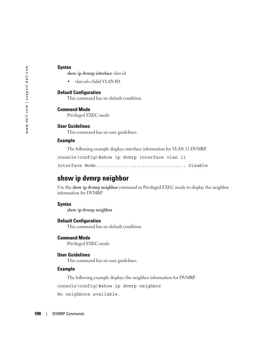 Show ip dvmrp neighbor | Dell PowerEdge M805 User Manual | Page 588 / 808