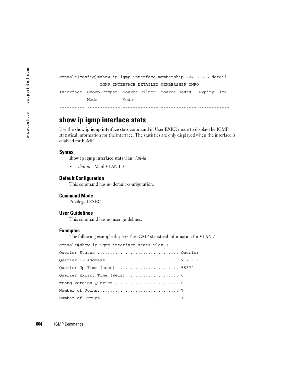 Show ip igmp interface stats | Dell PowerEdge M805 User Manual | Page 600 / 808