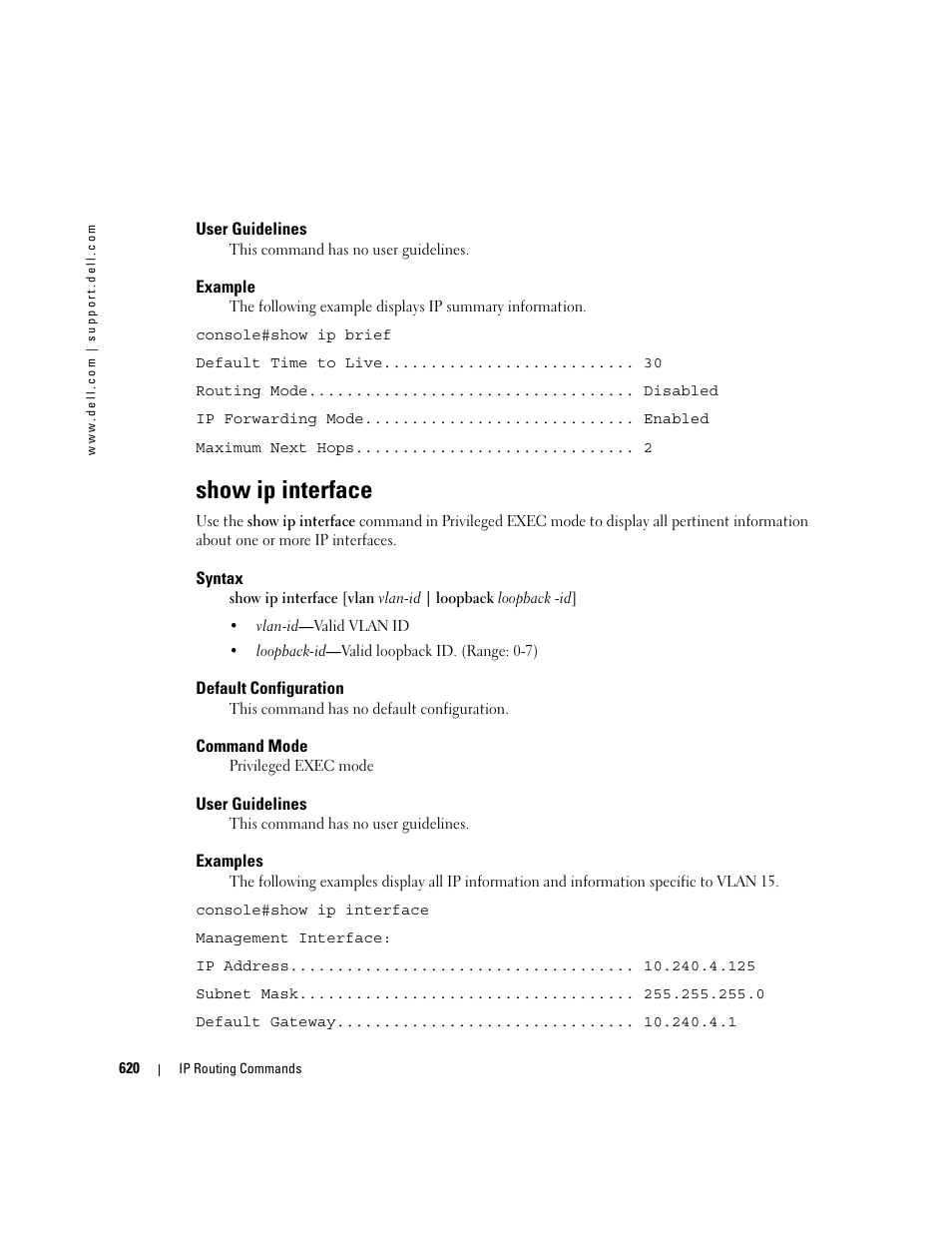 Show ip interface | Dell PowerEdge M805 User Manual | Page 616 / 808