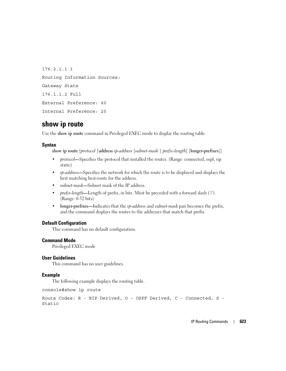 Show ip route | Dell PowerEdge M805 User Manual | Page 619 / 808