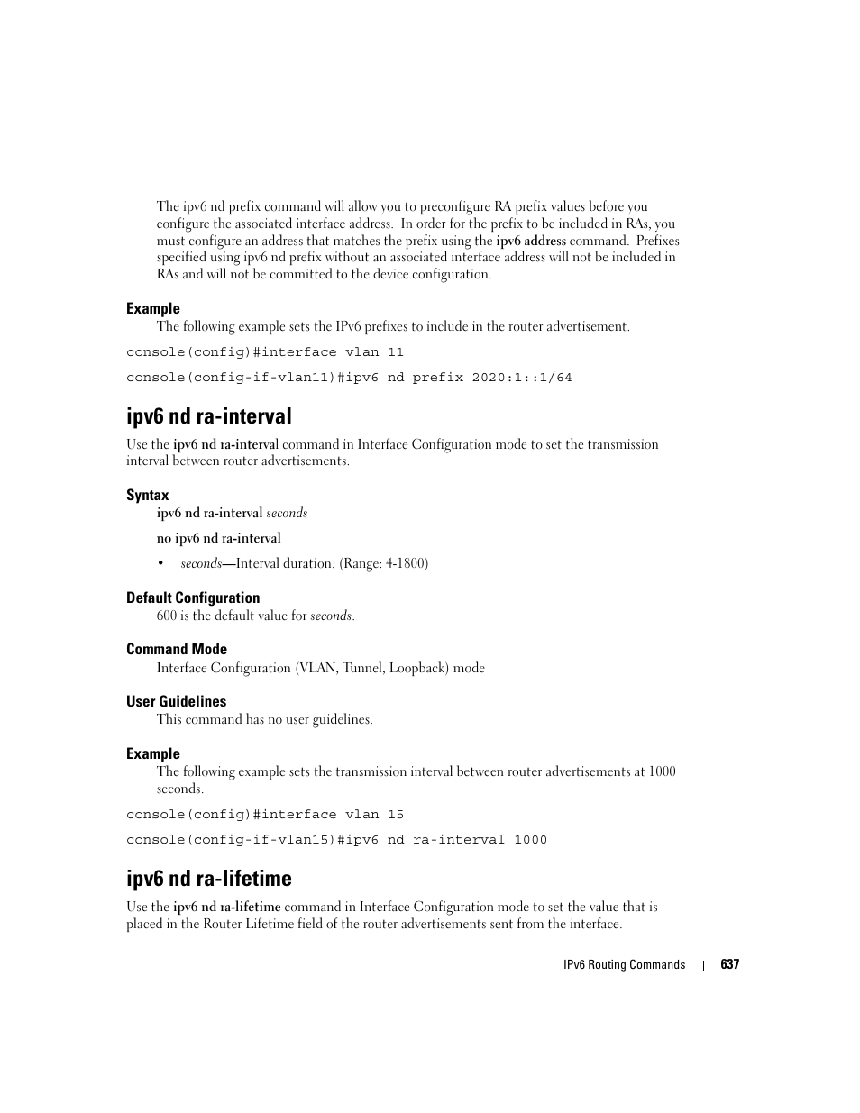 Ipv6 nd ra-interval, Ipv6 nd ra-lifetime | Dell PowerEdge M805 User Manual | Page 633 / 808