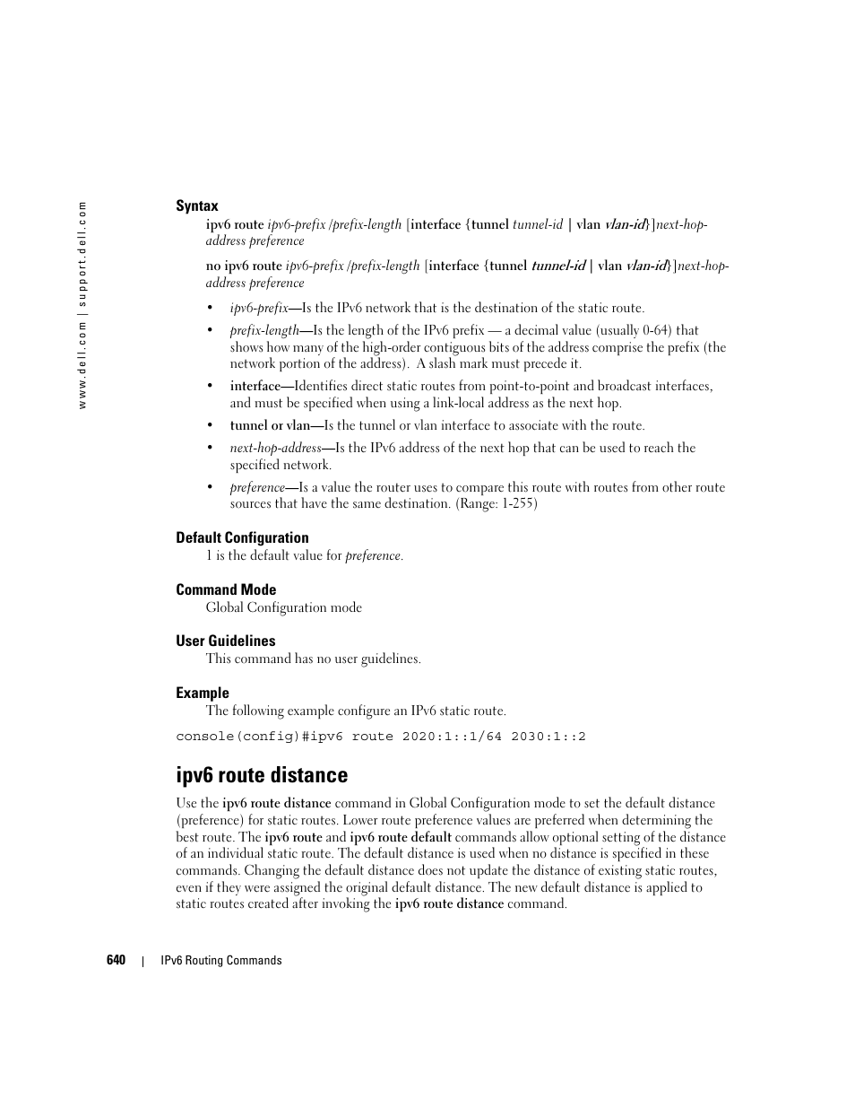 Ipv6 route distance | Dell PowerEdge M805 User Manual | Page 636 / 808