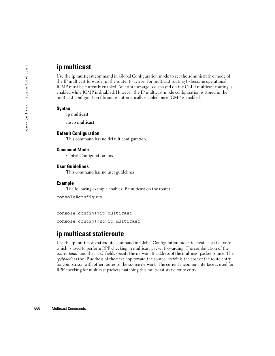 Ip multicast, Ip multicast staticroute | Dell PowerEdge M805 User Manual | Page 654 / 808