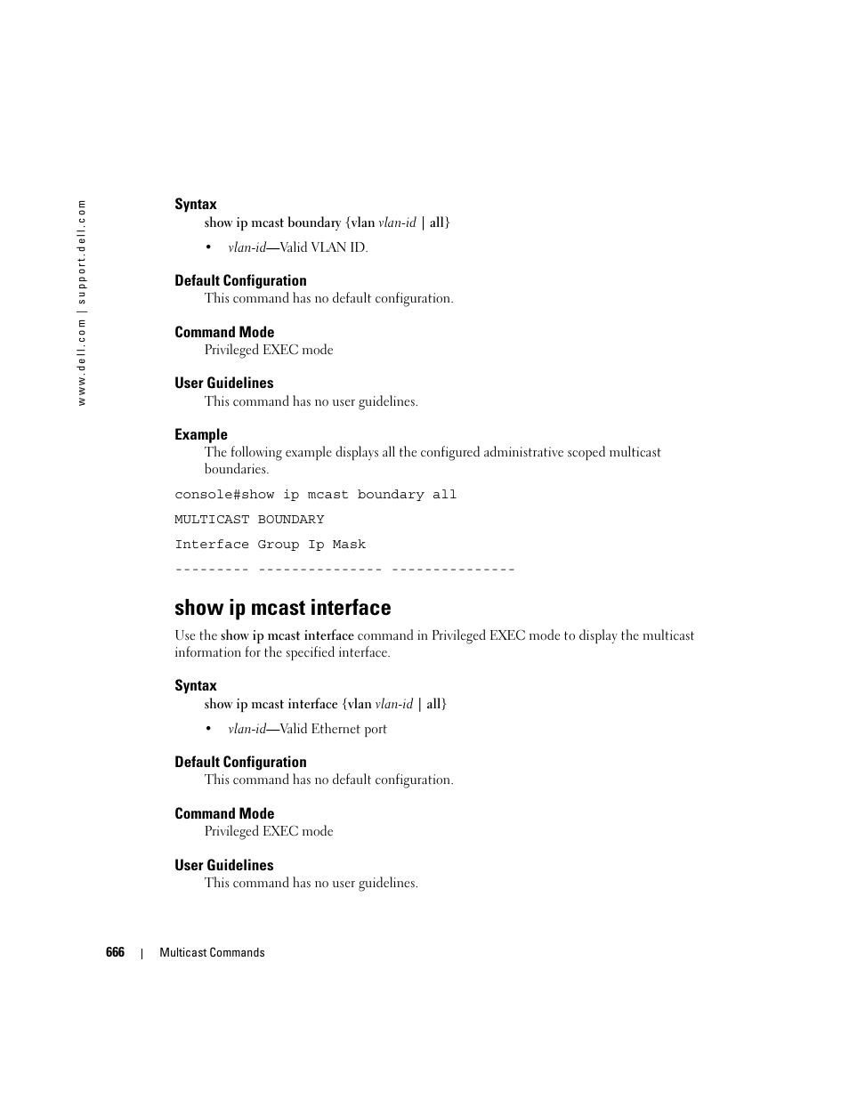 Show ip mcast interface | Dell PowerEdge M805 User Manual | Page 660 / 808