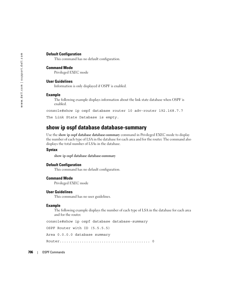 Show ip ospf database database-summary | Dell PowerEdge M805 User Manual | Page 700 / 808