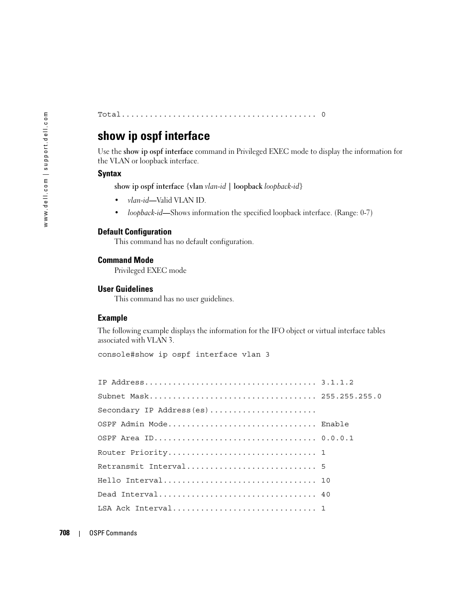 Show ip ospf interface | Dell PowerEdge M805 User Manual | Page 702 / 808