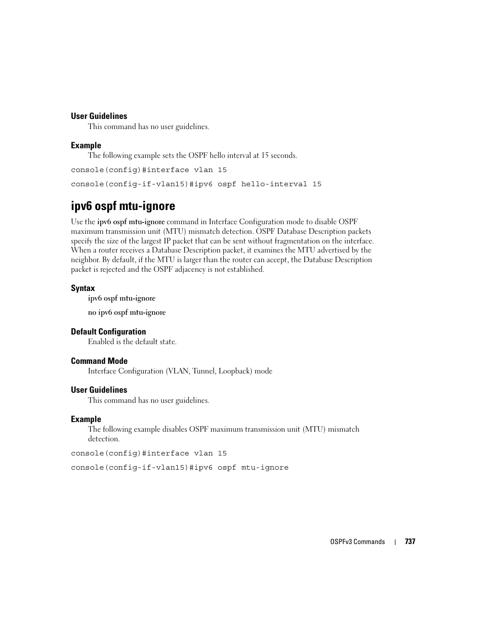 Ipv6 ospf mtu-ignore | Dell PowerEdge M805 User Manual | Page 731 / 808