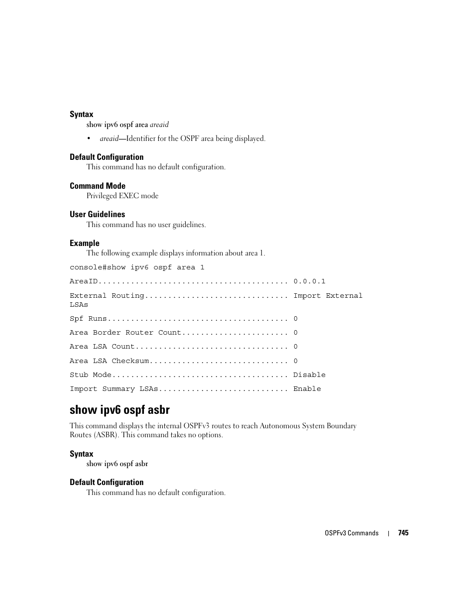 Show ipv6 ospf asbr | Dell PowerEdge M805 User Manual | Page 739 / 808