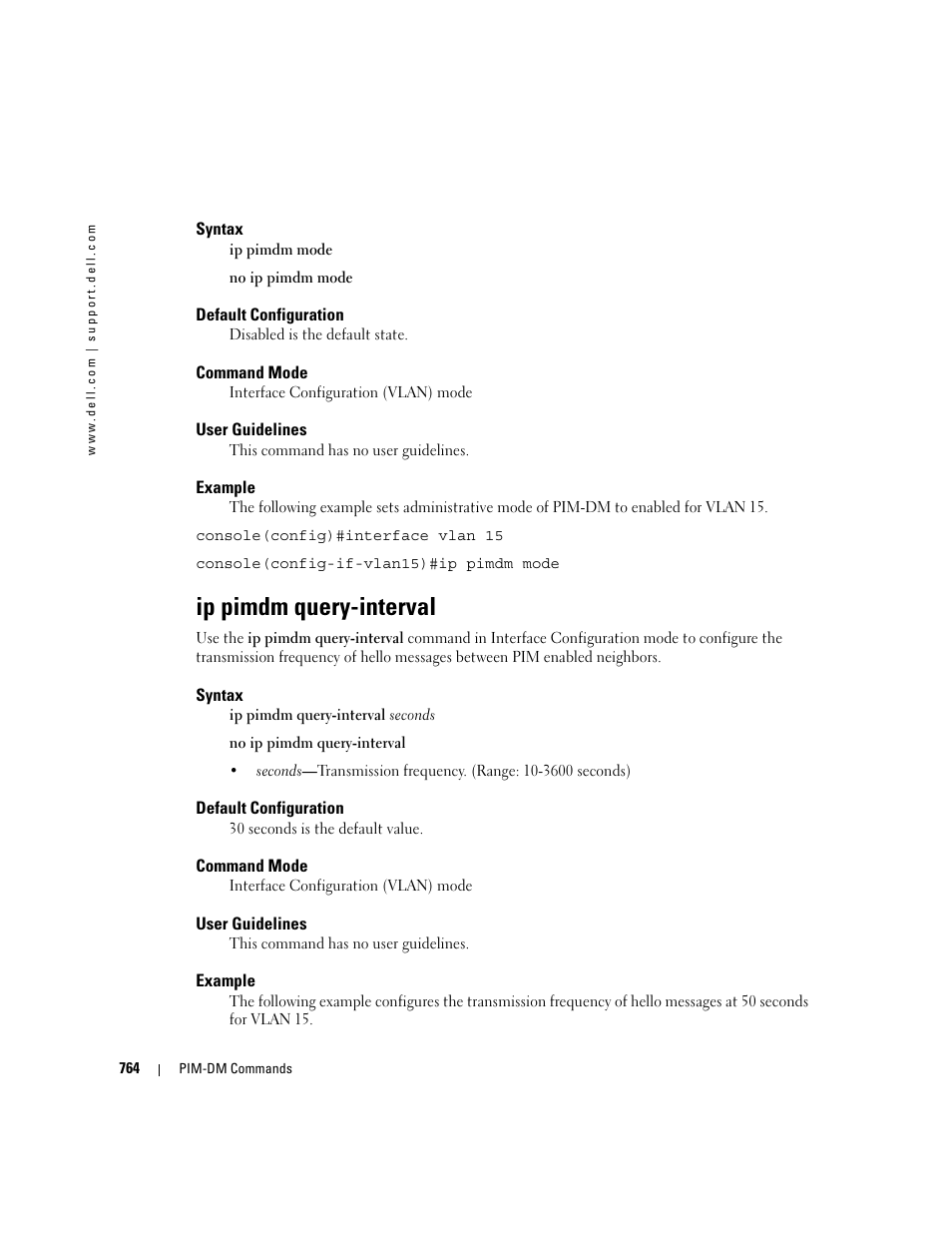 Ip pimdm query-interval | Dell PowerEdge M805 User Manual | Page 756 / 808