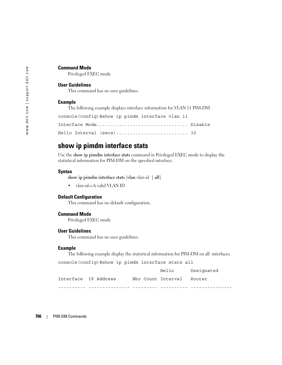 Show ip pimdm interface stats | Dell PowerEdge M805 User Manual | Page 758 / 808