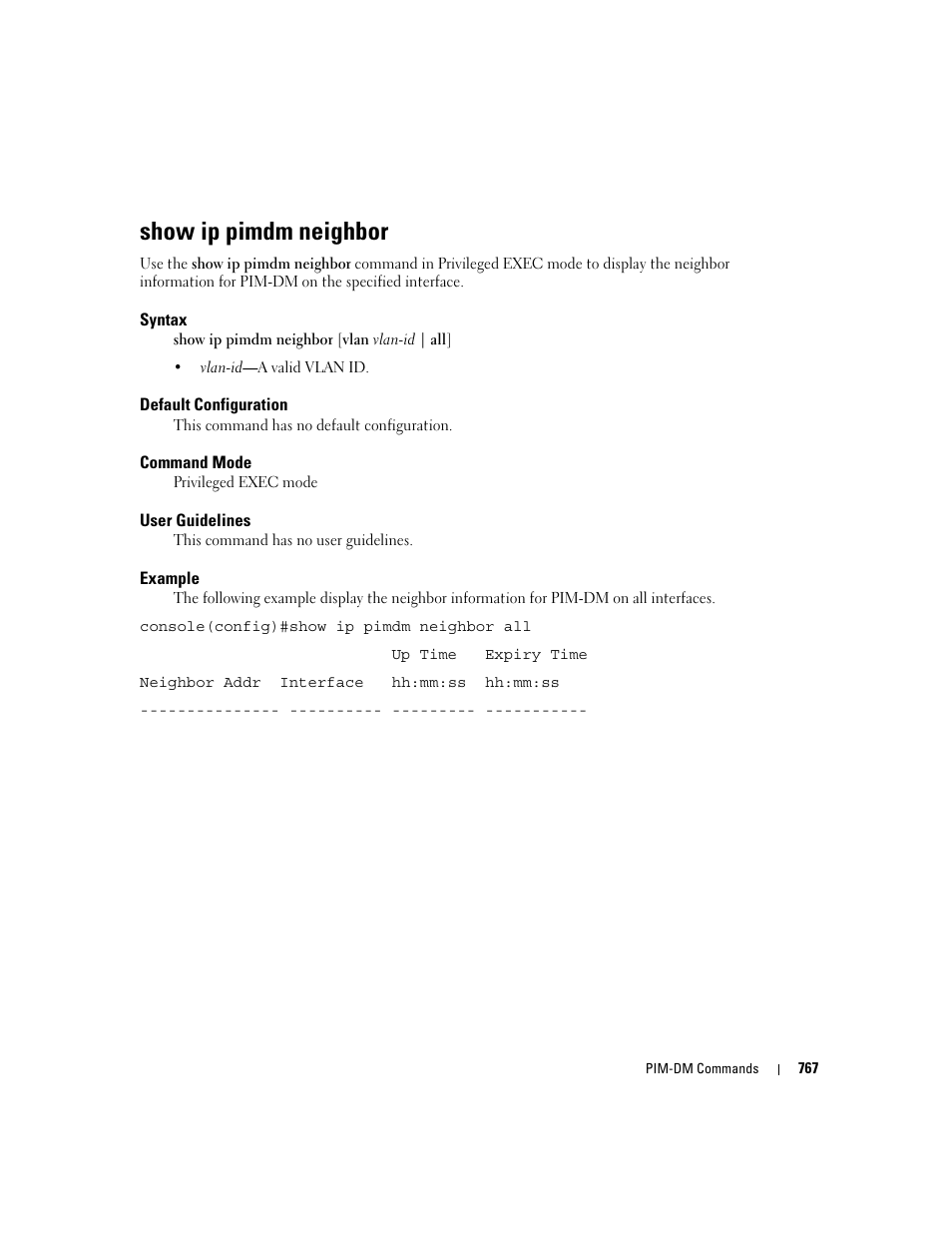 Show ip pimdm neighbor | Dell PowerEdge M805 User Manual | Page 759 / 808