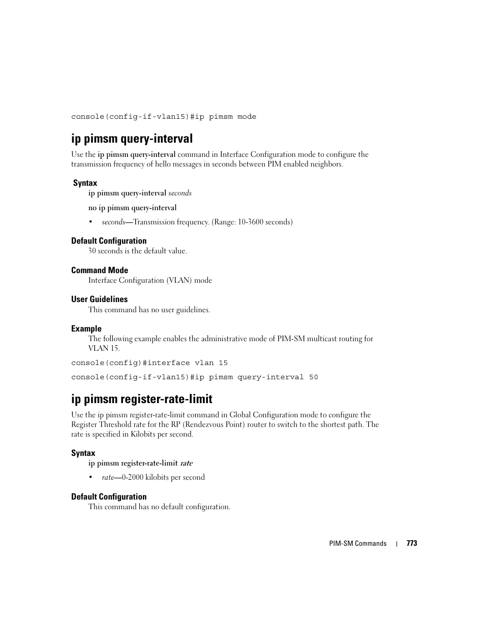 Ip pimsm query-interval, Ip pimsm register-rate-limit | Dell PowerEdge M805 User Manual | Page 765 / 808