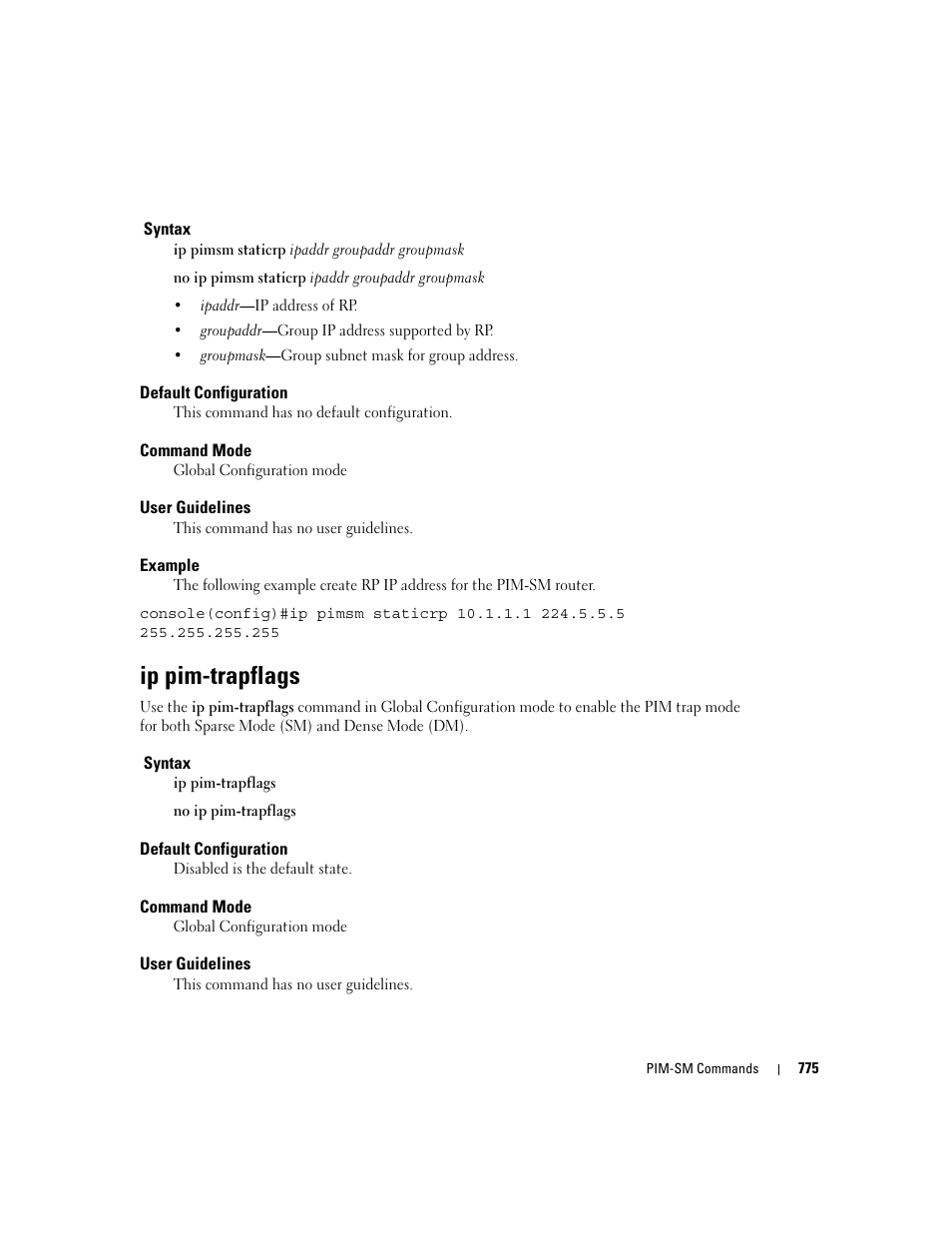 Ip pim-trapflags | Dell PowerEdge M805 User Manual | Page 767 / 808