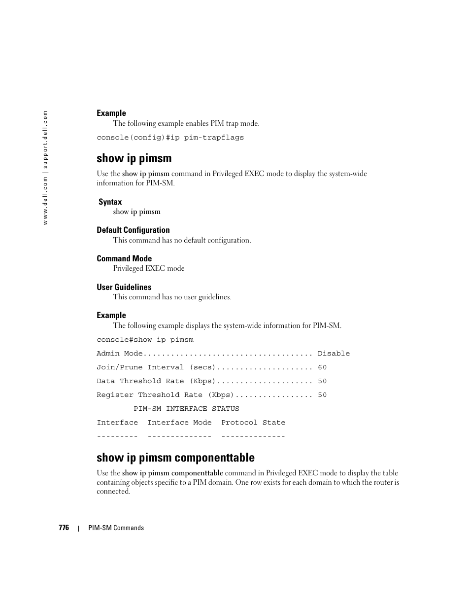 Show ip pimsm, Show ip pimsm componenttable | Dell PowerEdge M805 User Manual | Page 768 / 808