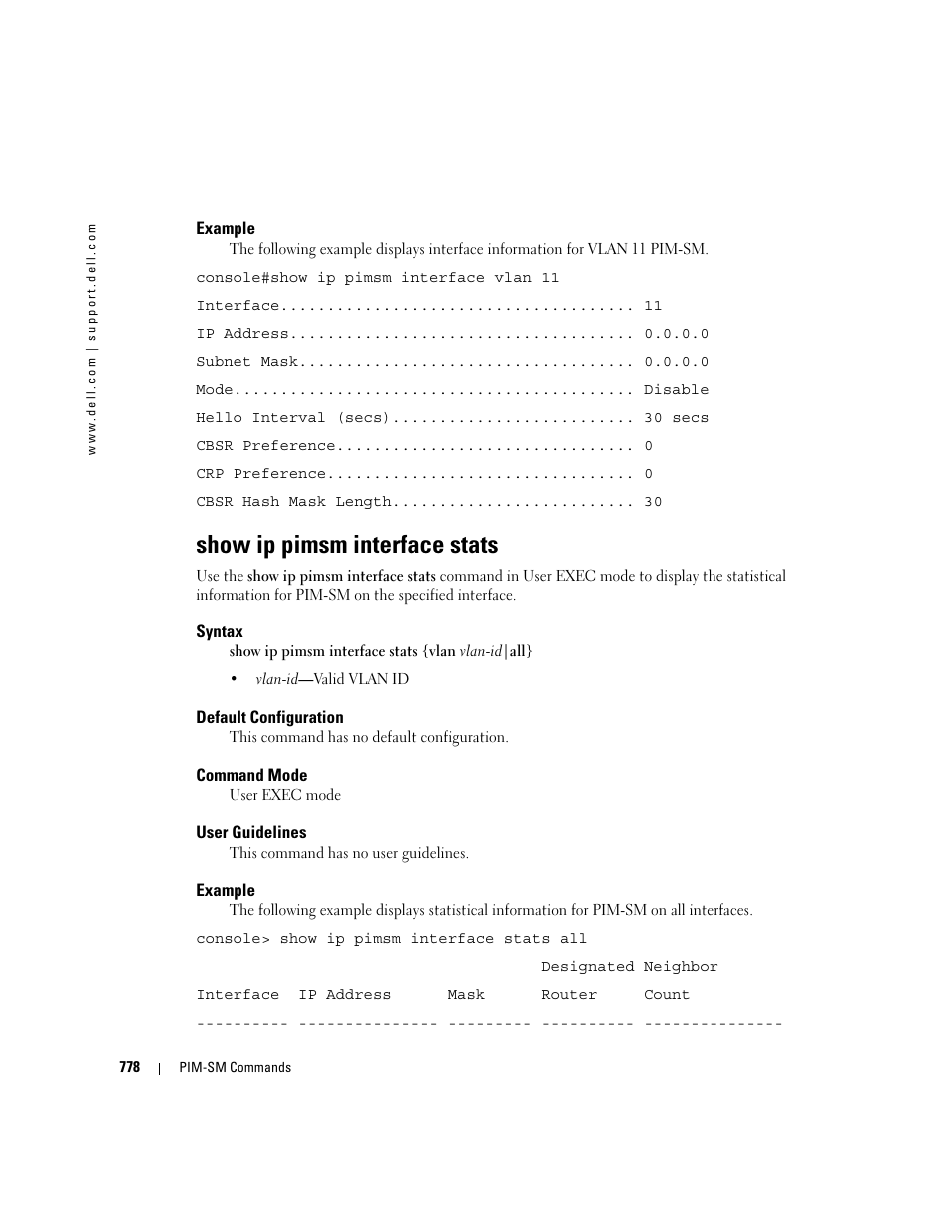 Show ip pimsm interface stats | Dell PowerEdge M805 User Manual | Page 770 / 808