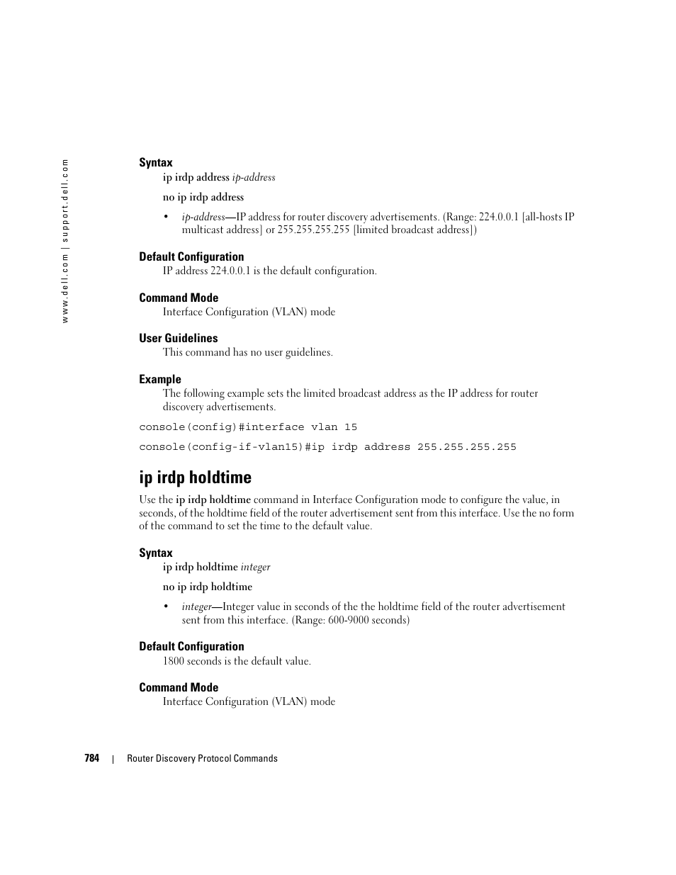 Ip irdp holdtime | Dell PowerEdge M805 User Manual | Page 776 / 808