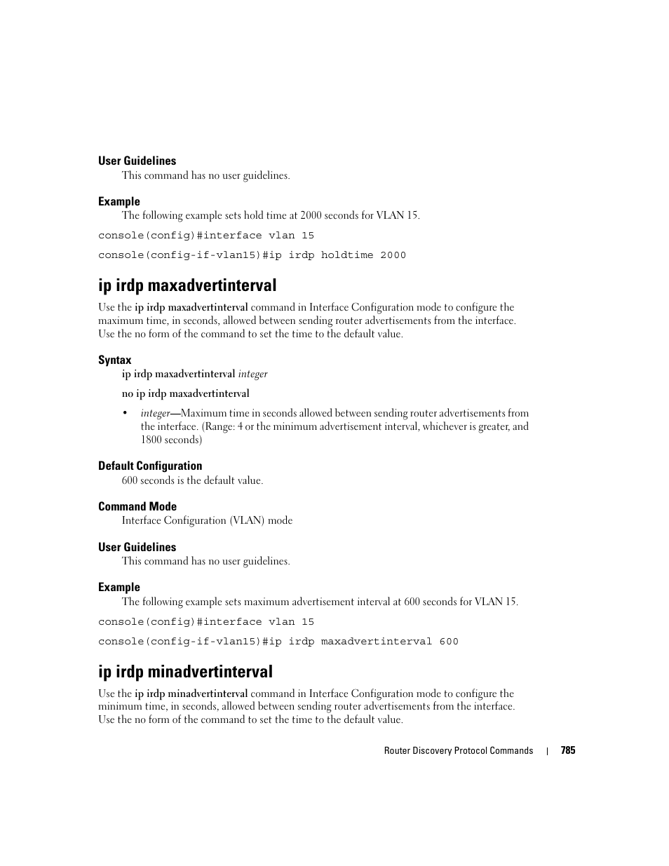 Ip irdp maxadvertinterval, Ip irdp minadvertinterval | Dell PowerEdge M805 User Manual | Page 777 / 808