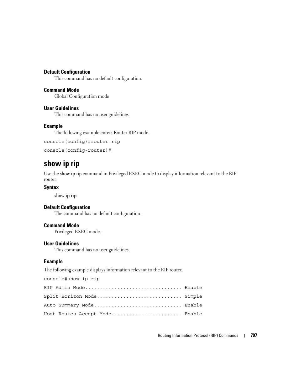 Show ip rip | Dell PowerEdge M805 User Manual | Page 789 / 808