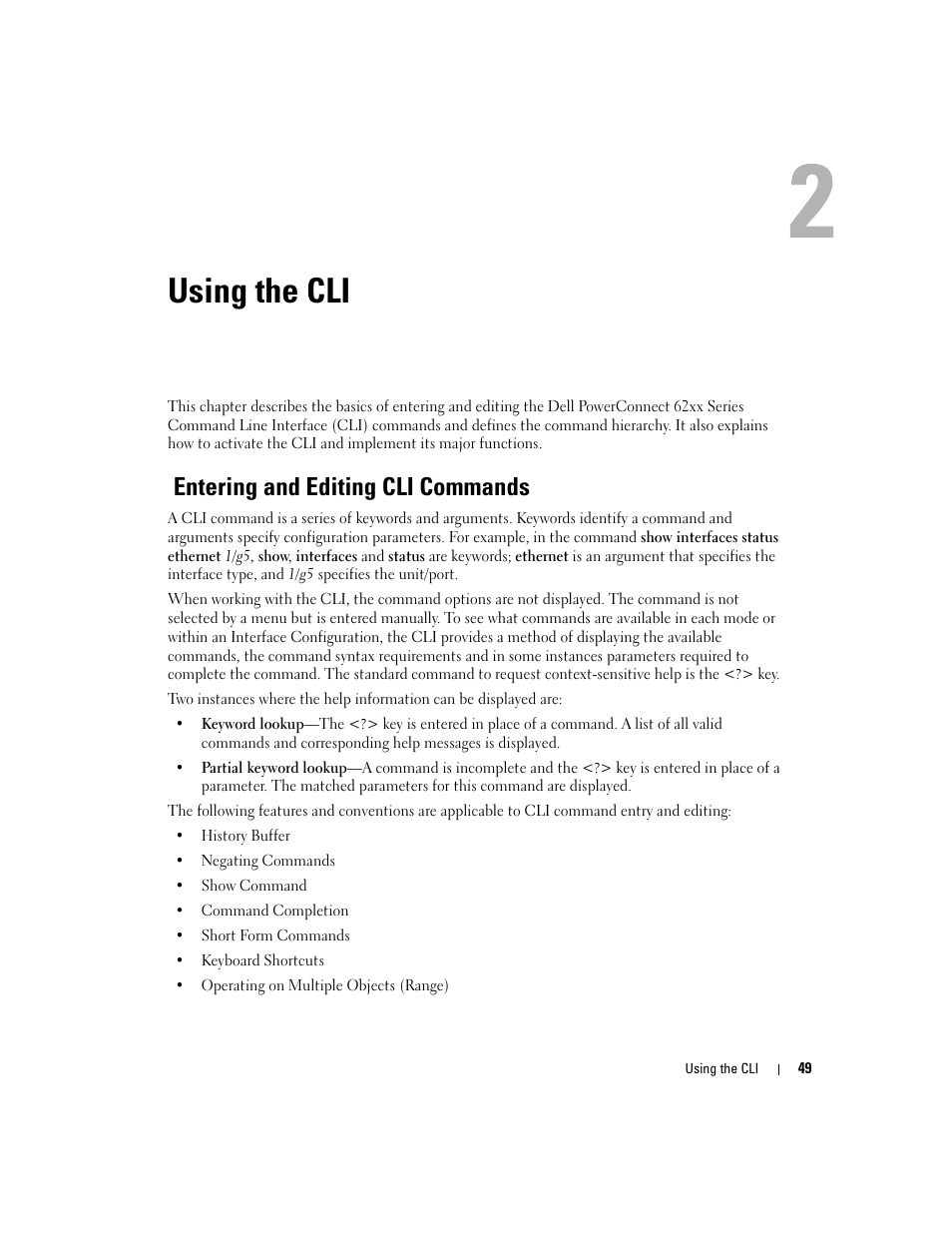 Using the cli, Entering and editing cli commands | Dell PowerEdge M805 User Manual | Page 87 / 808