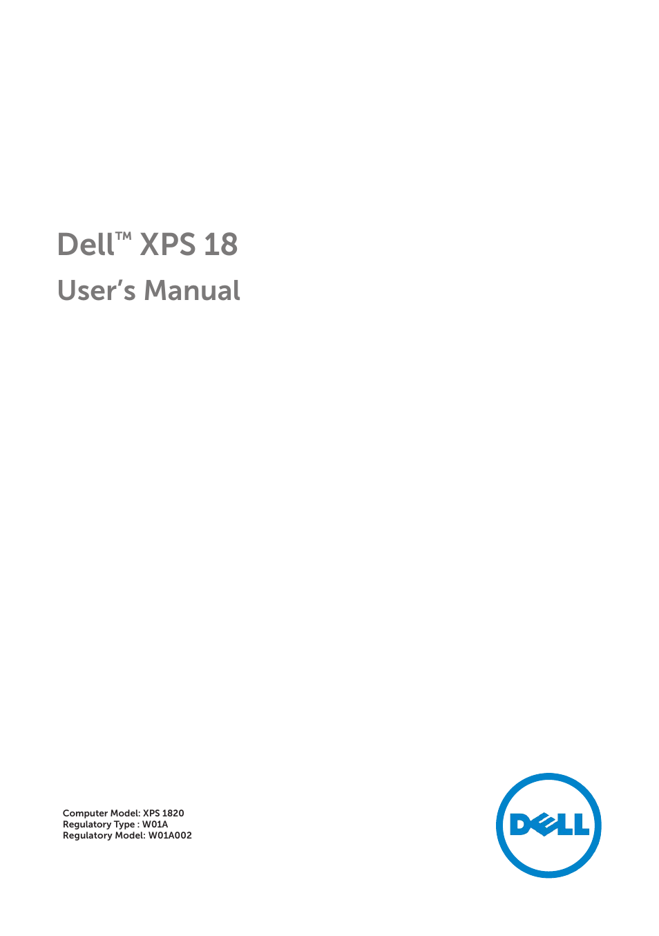 Dell XPS 18 (1820, Early 2014) User Manual | 42 pages