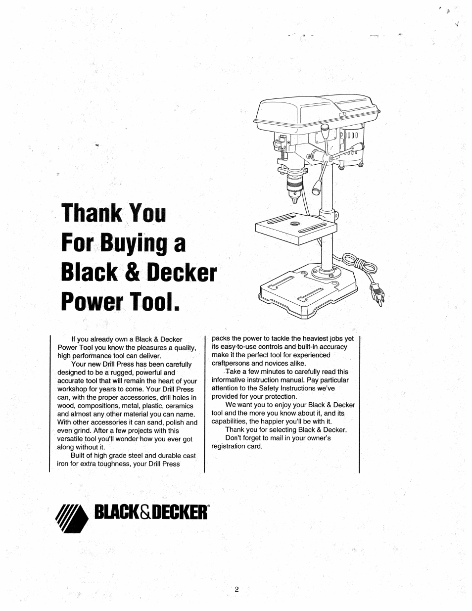 Biagk&degker | Black & Decker 9400 User Manual | Page 2 / 12