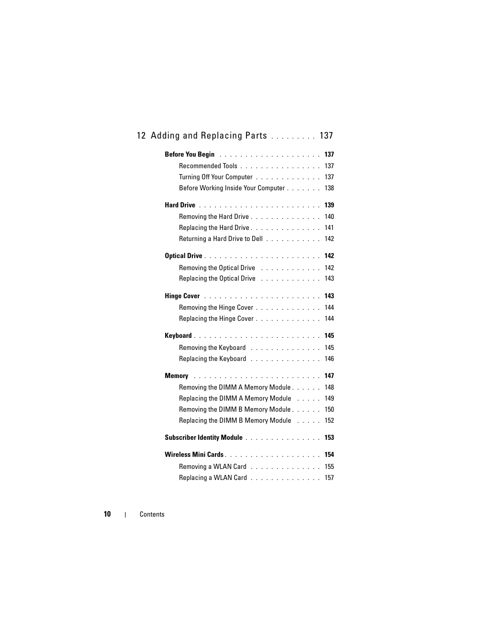 12 adding and replacing parts | Dell Inspiron 1720 (Mid 2007) User Manual | Page 10 / 220