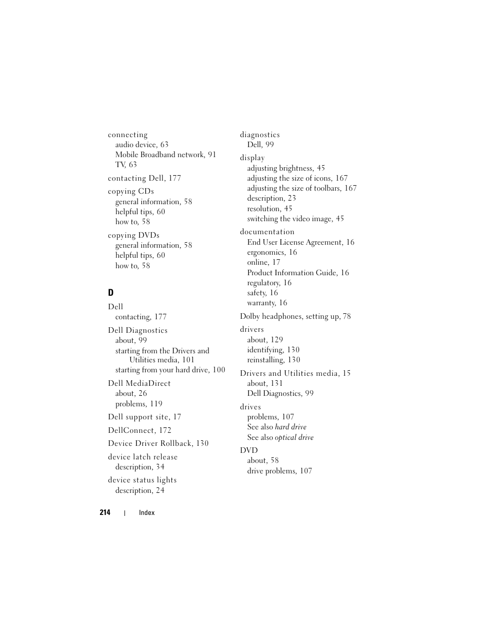 Dell Inspiron 1720 (Mid 2007) User Manual | Page 214 / 220