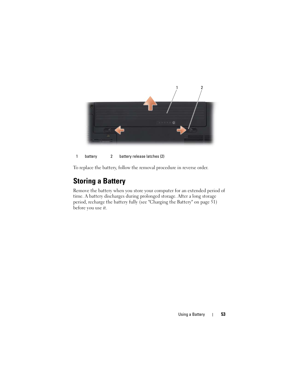 Storing a battery | Dell Inspiron 1720 (Mid 2007) User Manual | Page 53 / 220