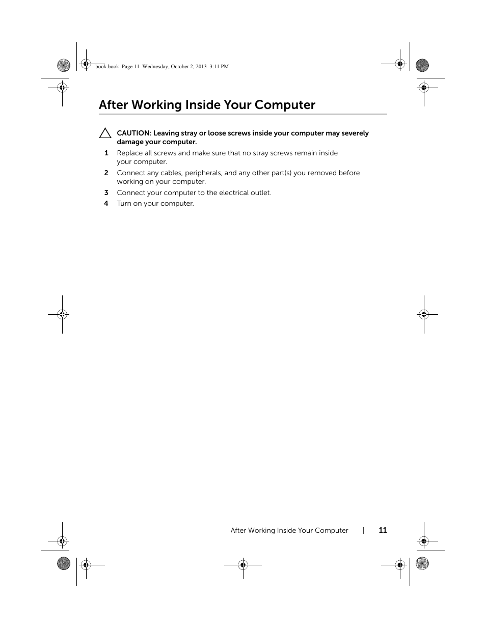 After working inside your computer | Dell Inspiron M731R (5735, Late 2013) User Manual | Page 11 / 71