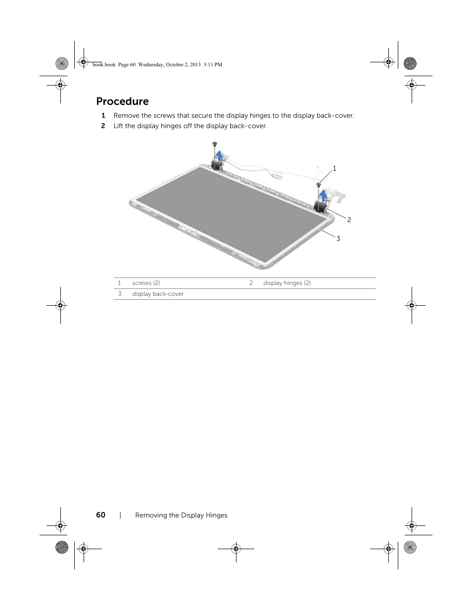 Procedure | Dell Inspiron M731R (5735, Late 2013) User Manual | Page 60 / 71