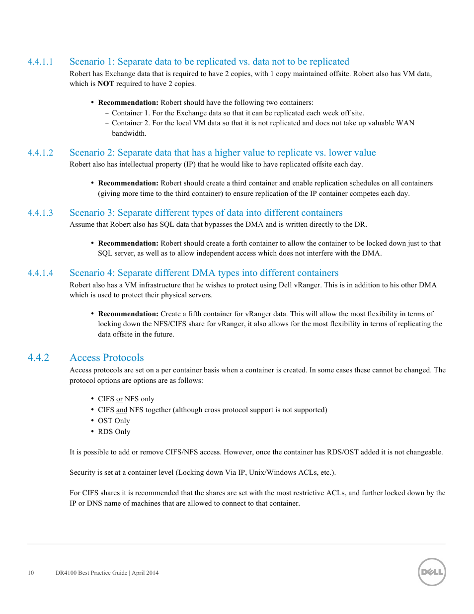 2 access protocols | Dell PowerVault DR4100 User Manual | Page 10 / 41
