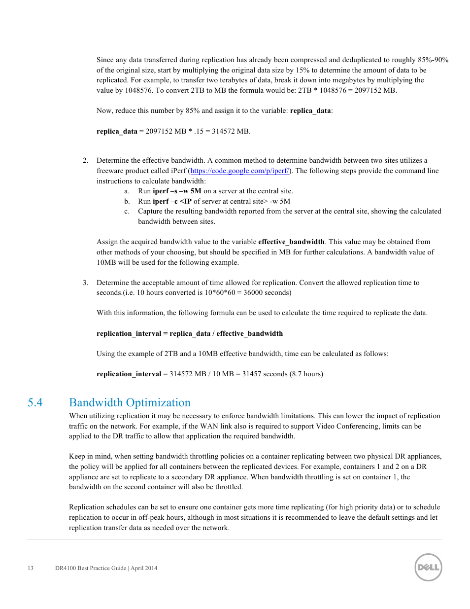 4 bandwidth optimization | Dell PowerVault DR4100 User Manual | Page 13 / 41