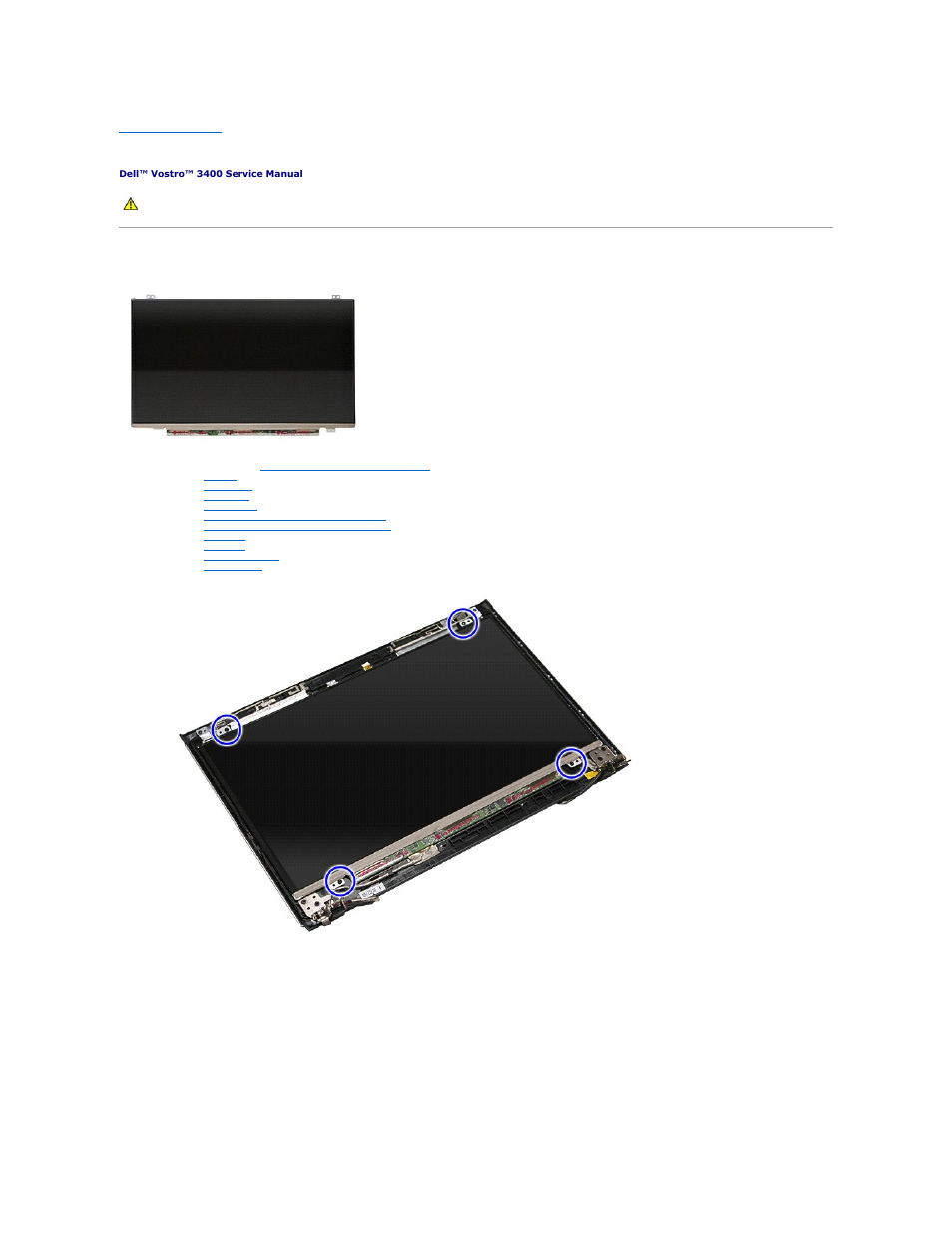 Display panel, Removing the display panel | Dell Vostro 3400 (Early 2010) User Manual | Page 44 / 83