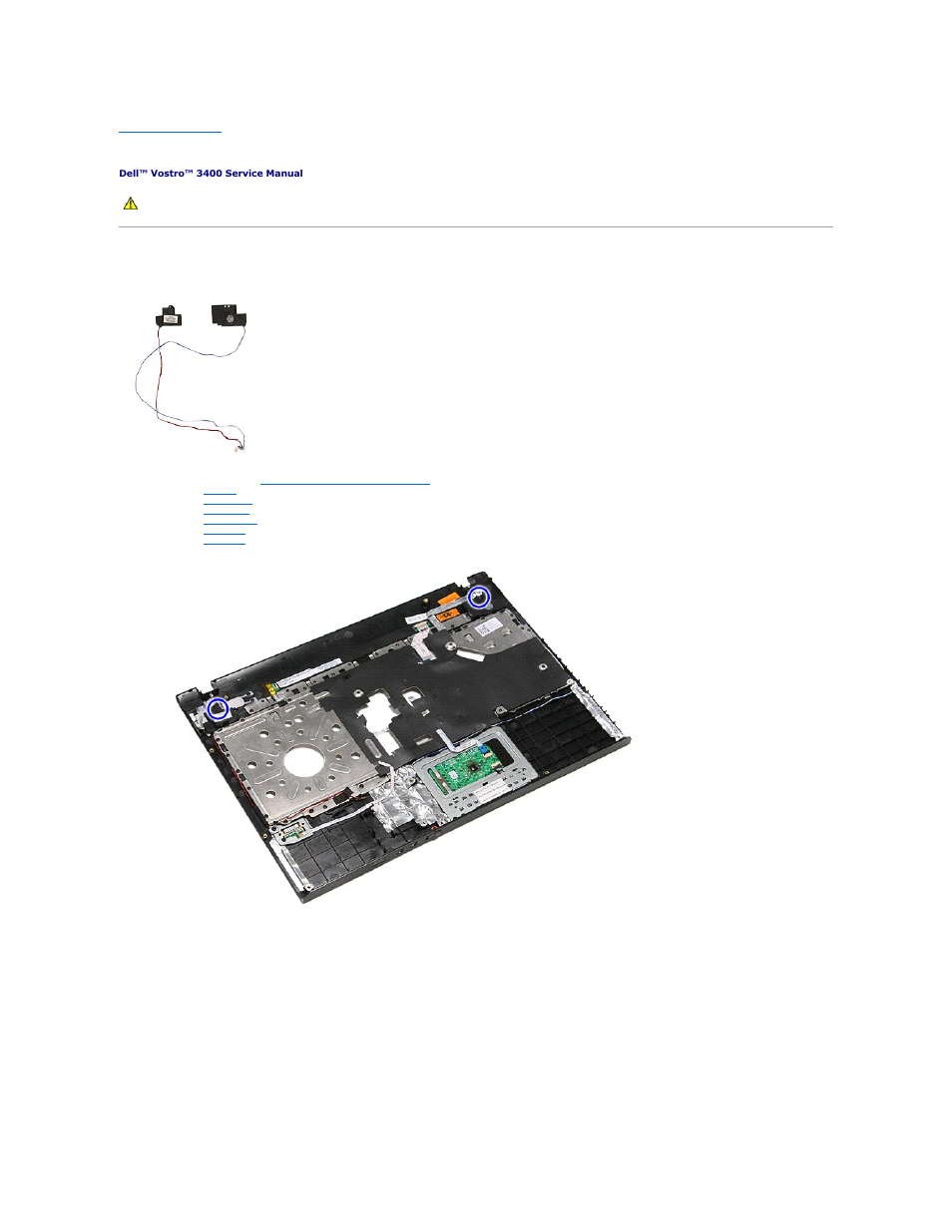 Speakers, Removing the speakers | Dell Vostro 3400 (Early 2010) User Manual | Page 68 / 83